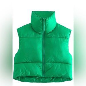 Crop Vest Lightweight Sleeveless Puffer Vest | Kelly Green | XXL